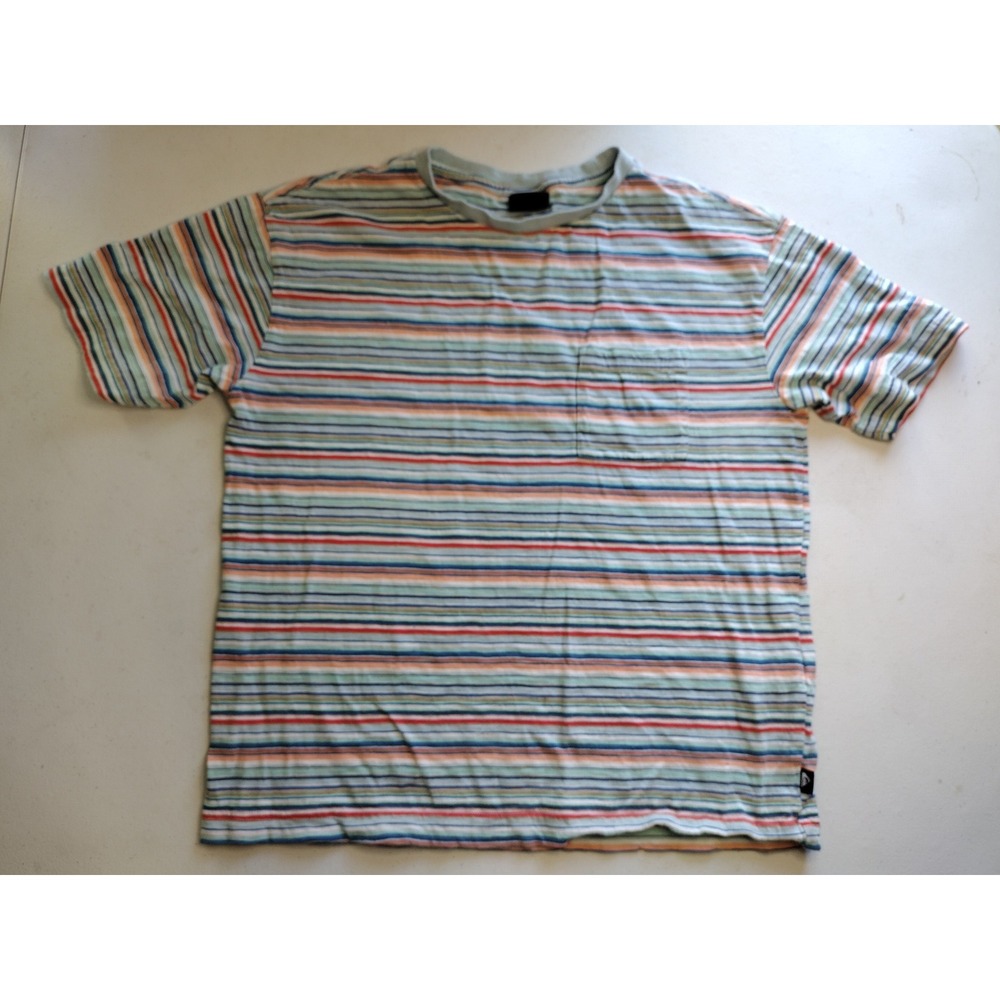Quiksilver Womens Multi Color‎ Striped Pocket T-Shirt Cotton Size L